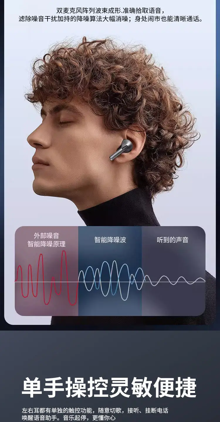 J6Pro New Wireless Tws Bluetooth Headset Classy Half-Ear Noise Reduction Headset with Super Long Battery Life for All Models — feature 17
