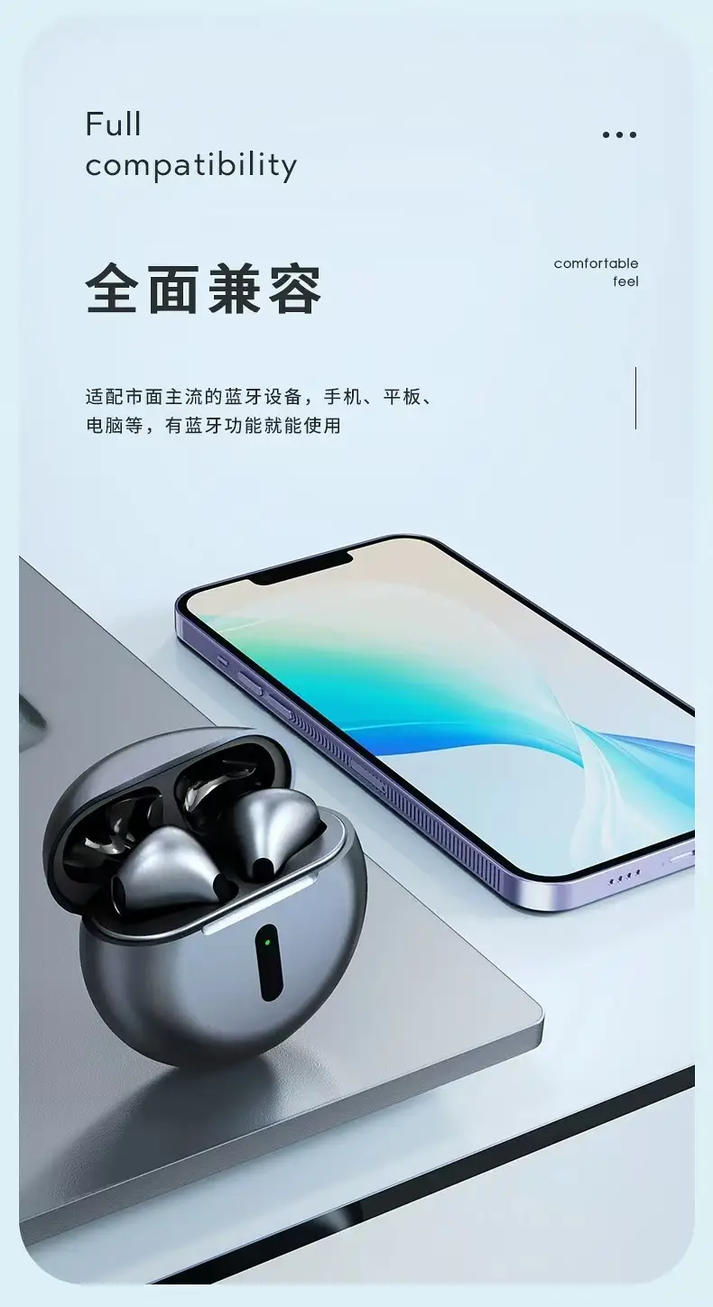 J6Pro New Wireless Tws Bluetooth Headset Classy Half-Ear Noise Reduction Headset with Super Long Battery Life for All Models — feature 9