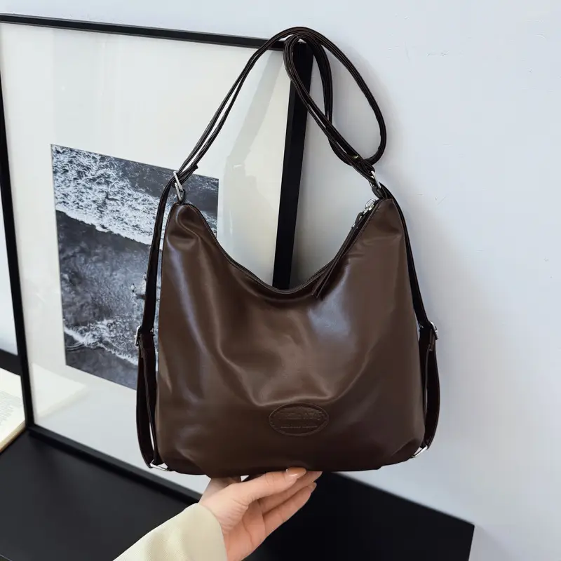 Brown Korean Style Underarm Tote Bag for Women - Image 3