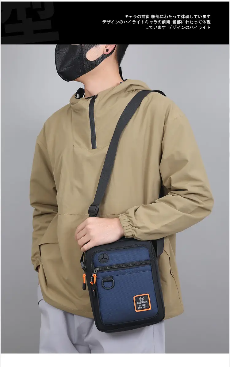 New Men's Blue Nylon Shoulder Bag with Crossbody Strap — feature 10