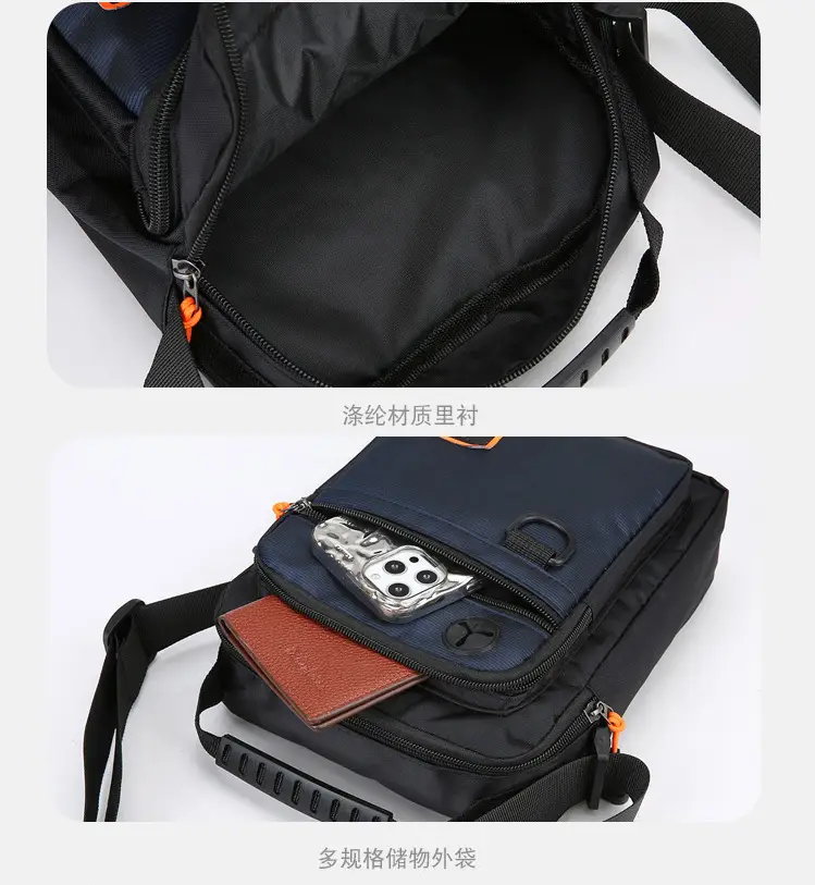 New Men's Blue Nylon Shoulder Bag with Crossbody Strap — feature 18