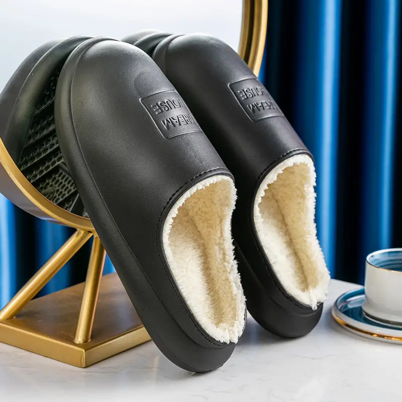Covered Heel Cotton Slippers for Women in Autumn and Winter Thick-Soled Home Men's Couples Eva Indoor and Outdoor Plush Warm Cotton Shoes Wholesale - Image 9