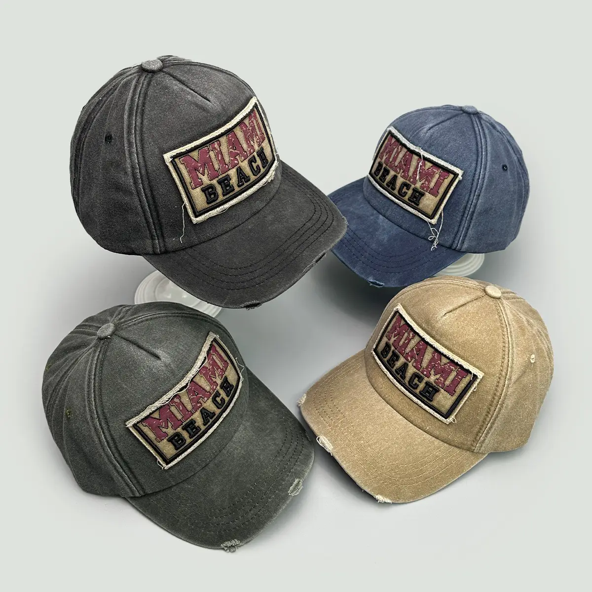 Vintage Patch Baseball Caps for Men Women Pink Blue — feature 1