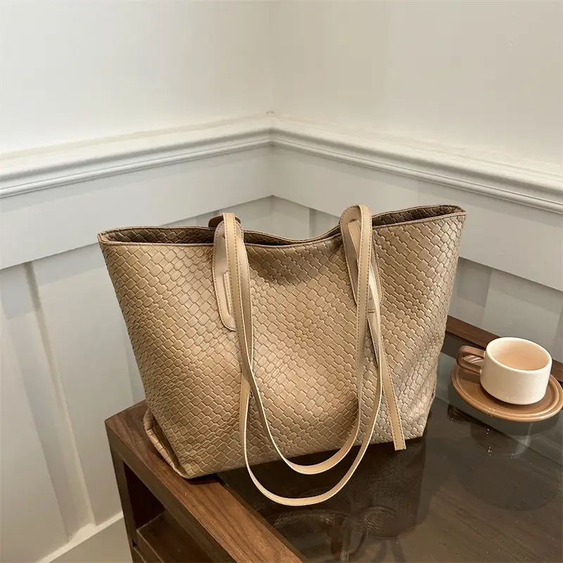 Vintage Woven Tote Bag Brown Large Capacity Casual 2024 - Image 2