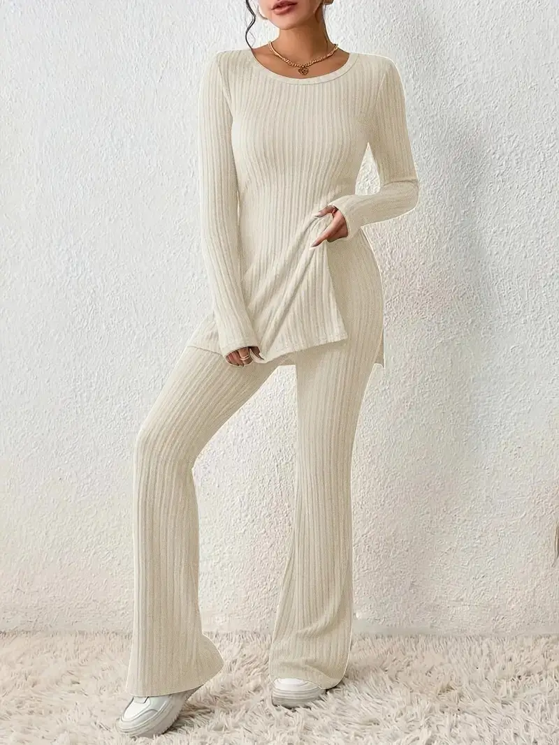 European and American Amazon Cross-Border Women's Clothing Solid Color Sexy Casual Slim New Fashion Feminine Knitted Pit Suit - Image 6