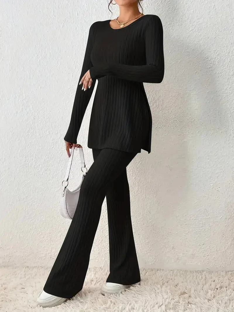 European and American Amazon Cross-Border Women's Clothing Solid Color Sexy Casual Slim New Fashion Feminine Knitted Pit Suit - Image 7