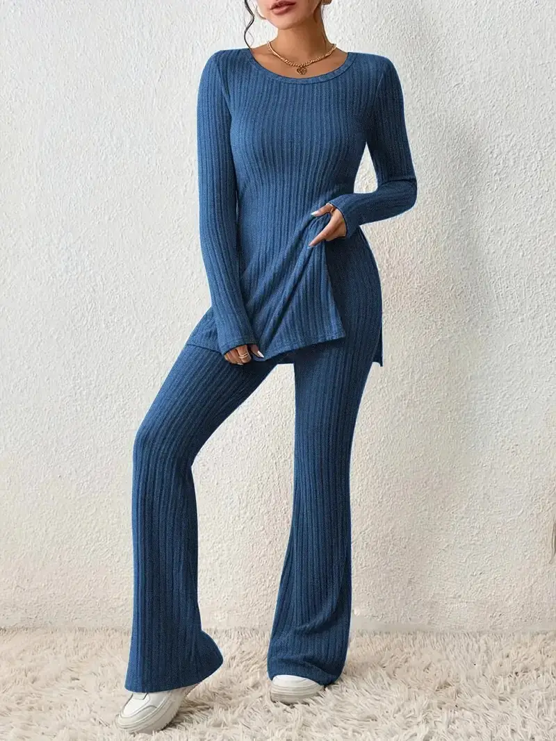 European and American Amazon Cross-Border Women's Clothing Solid Color Sexy Casual Slim New Fashion Feminine Knitted Pit Suit — feature 14