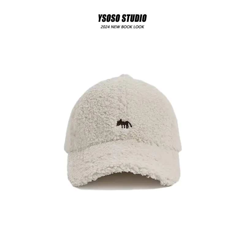 Korean Embroidered Fox Lamb Velvet Cap Women Winter Warm Large — feature 10