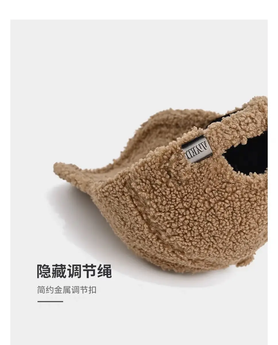 Korean Embroidered Fox Lamb Velvet Cap Women Winter Warm Large — feature 6