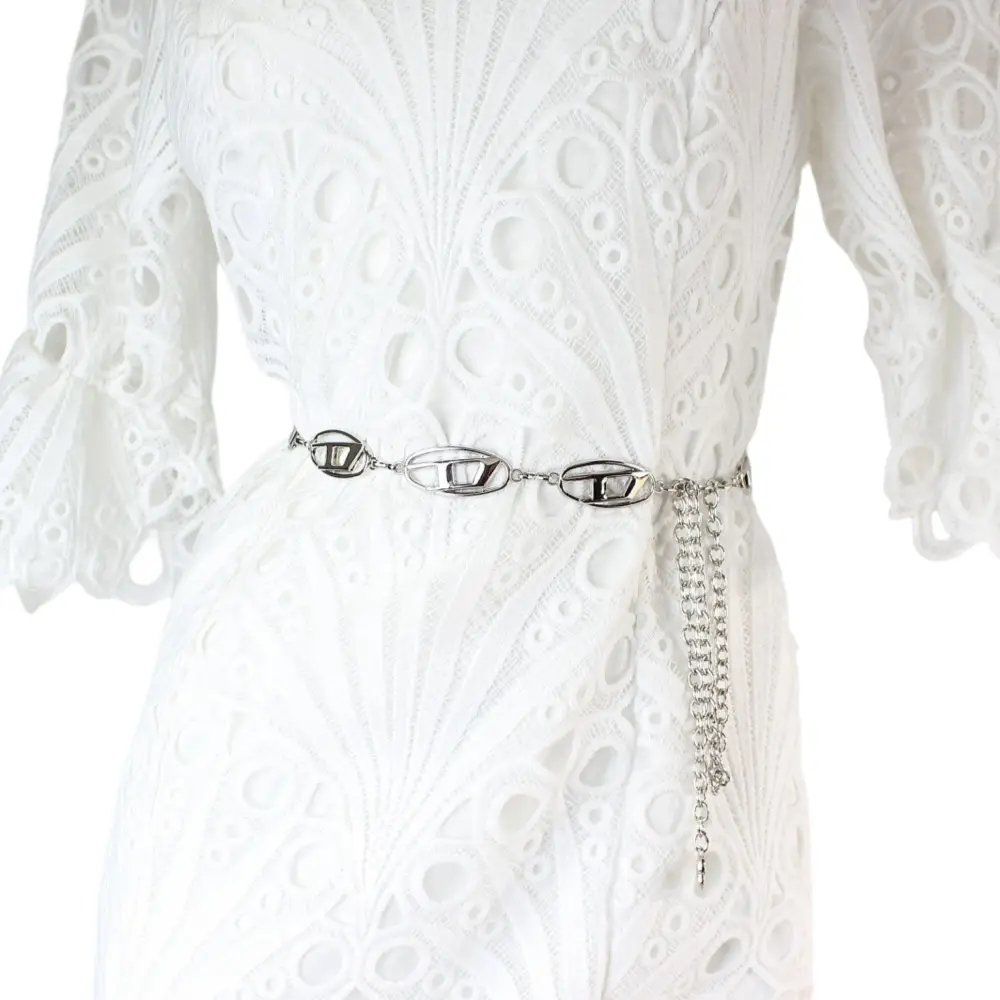 Vintage Silver D-Neck Waist Chain for Women