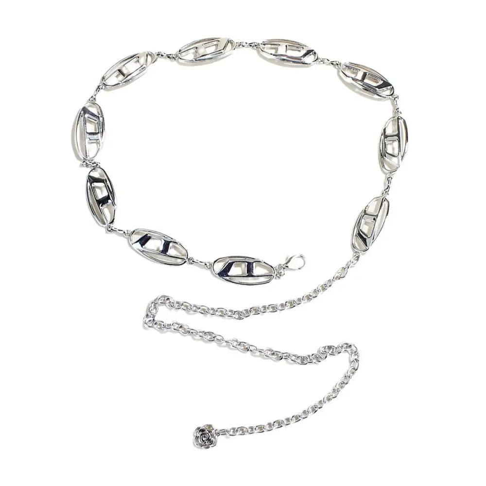 Vintage Silver D-Neck Waist Chain for Women