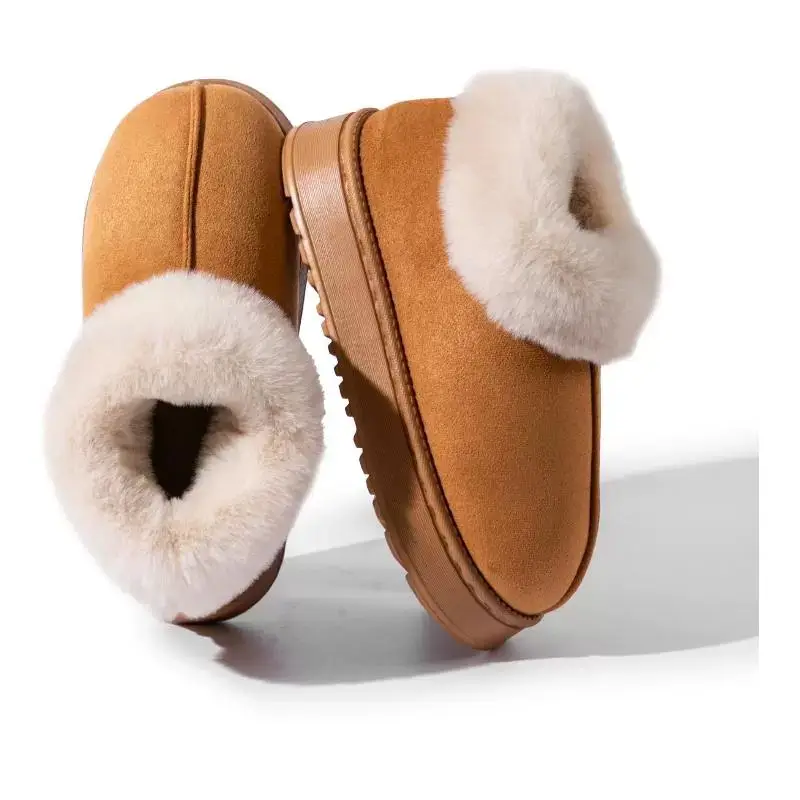 Autumn and winter new plush bag with cotton shoes warm thick solid color couples home wear comfortable snow boots women wholesale - Image 10