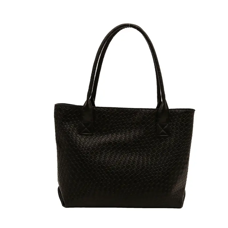 Women's Woven Brown Shoulder Bag Large Capacity Winter Fashion Commuter - Image 4