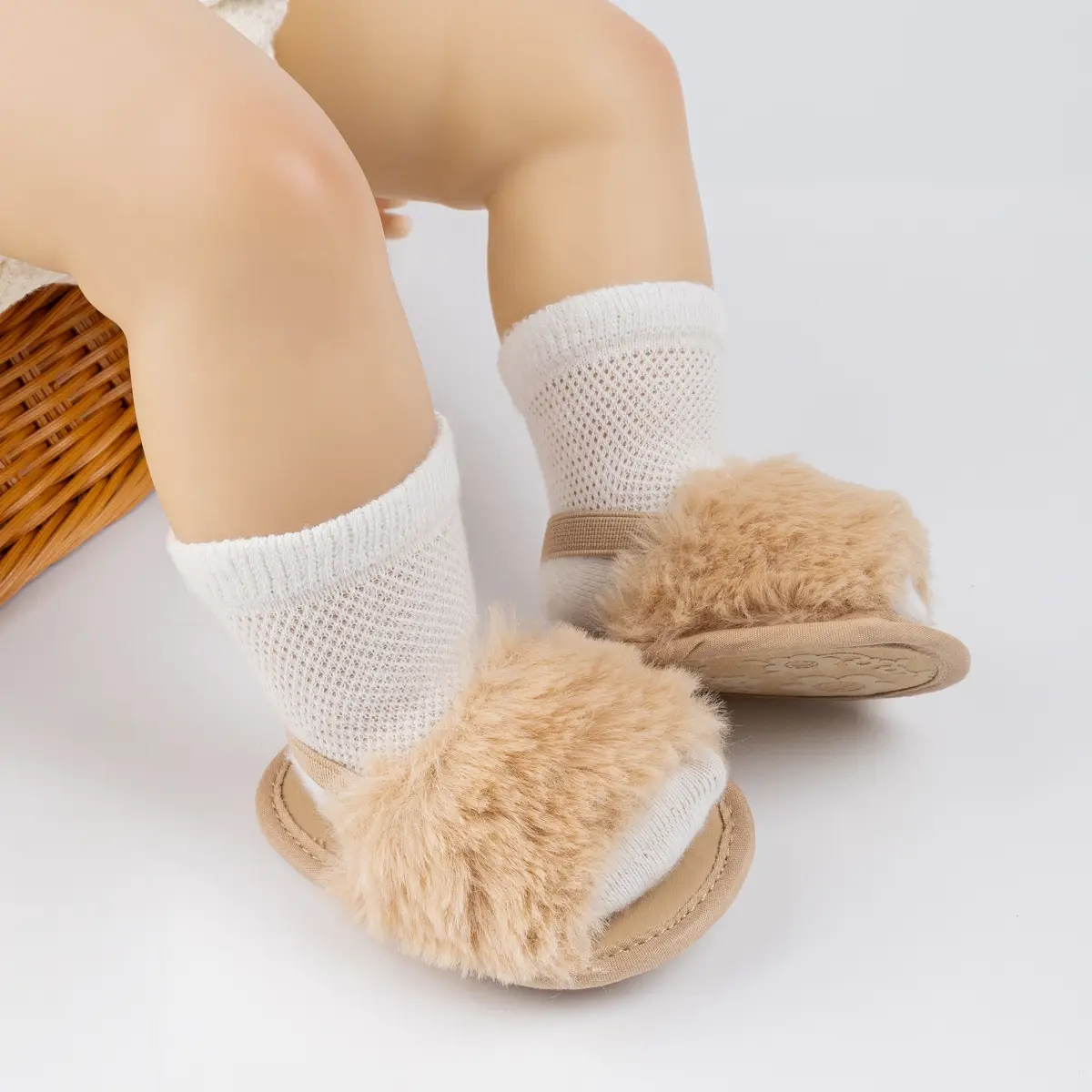 Baby Faux Fur Sandals Velcro Breathable Sole — feature 23