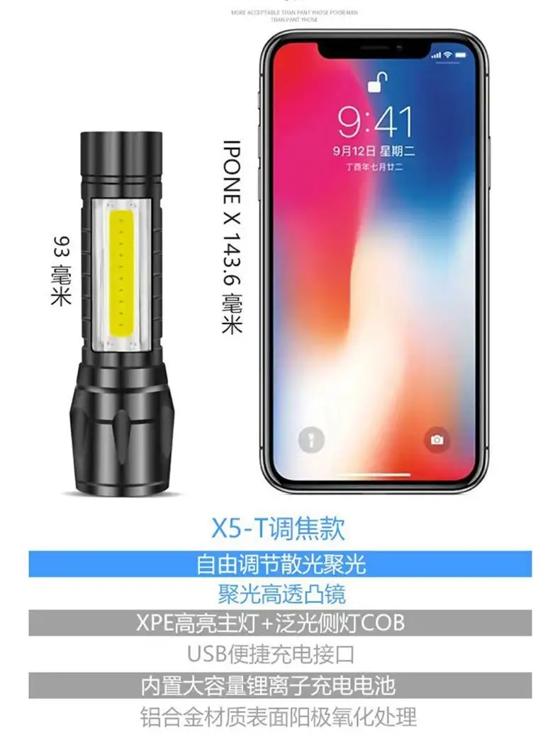 Cross-border Mini USB Flashlight Multifunctional Zoom Outdoor Camping β feature 3