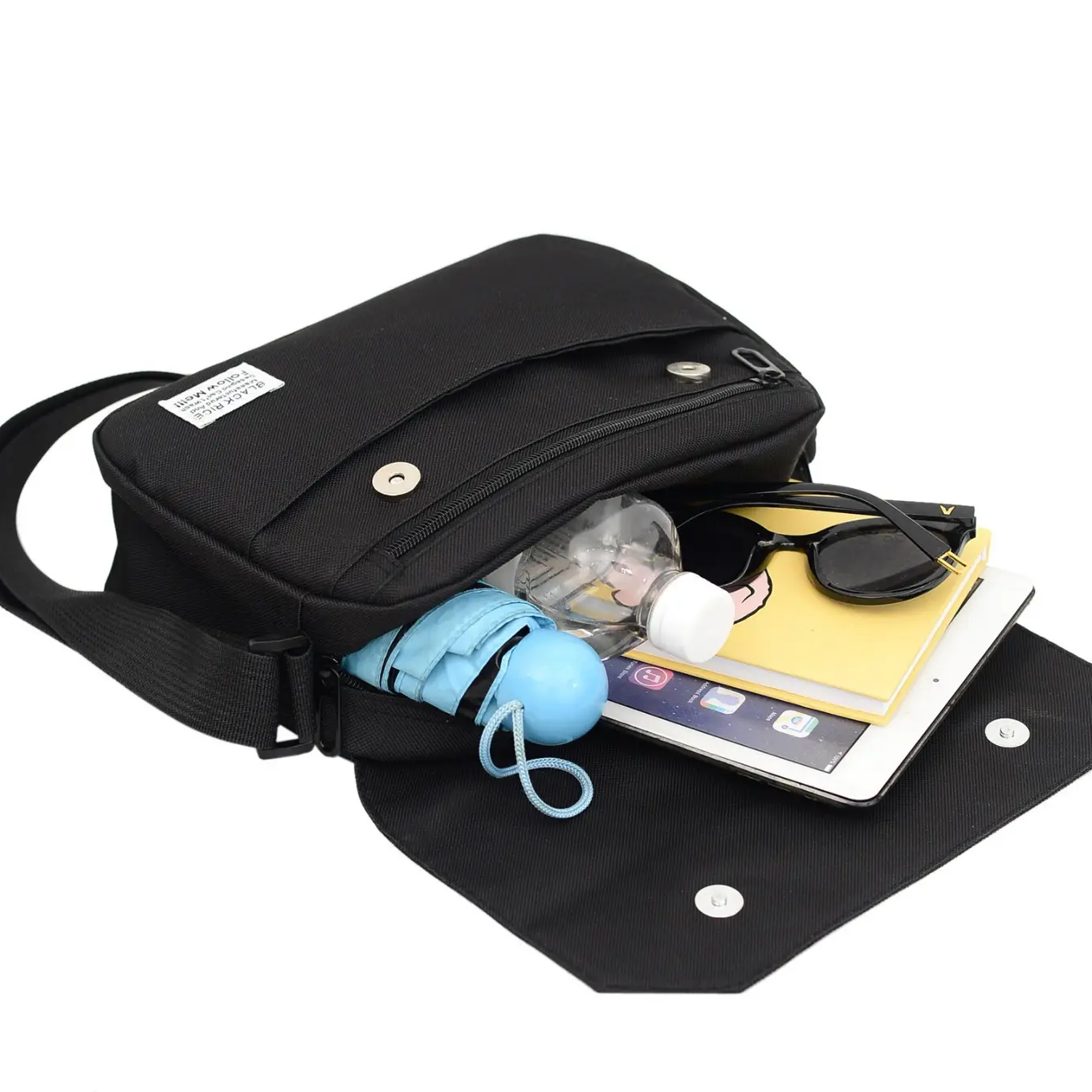 Black Lightweight Crossbody Bag for Men Women