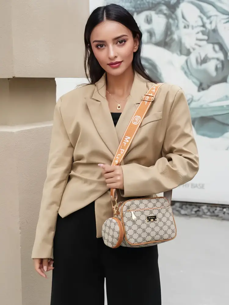 Women's Crossbody Bag Set with Printed Pattern - Image 11