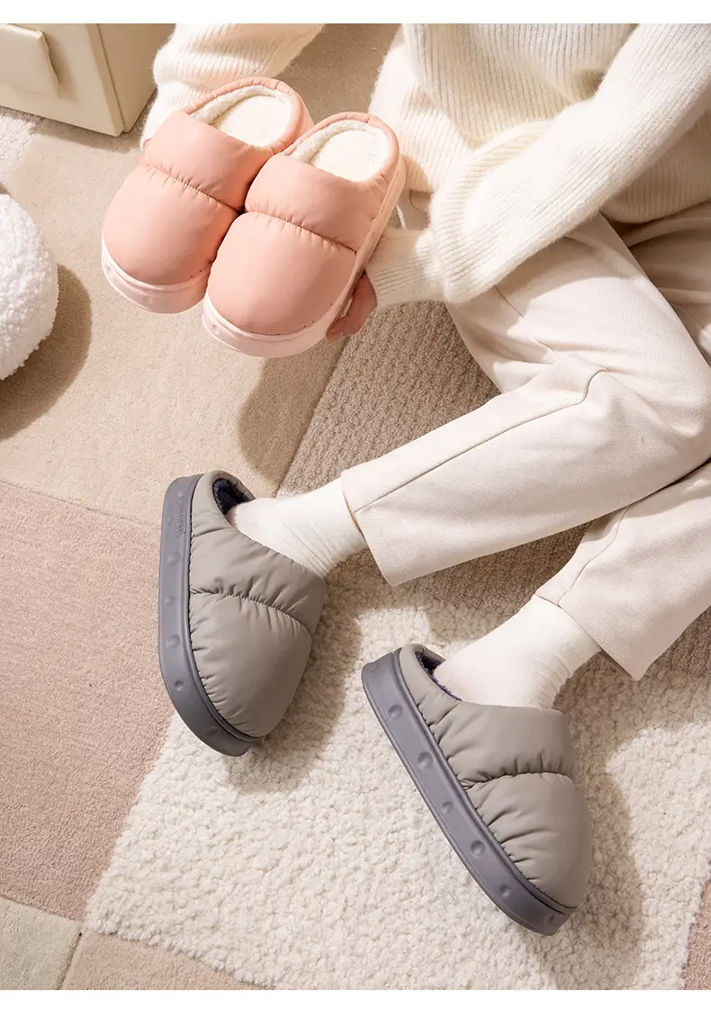 Waterproof Cotton Slippers for Men, Winter 2026 New Model, Indoor Home Non-Slip Thick-Soled Warm Slippers That Can Be Worn Outside in Winter — feature 10