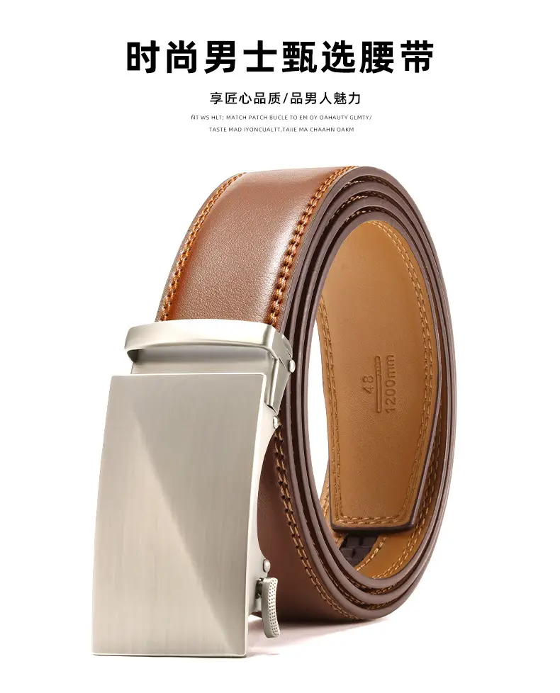 Men's Genuine Leather Belt Automatic Buckle Cross-Border Business — feature 1