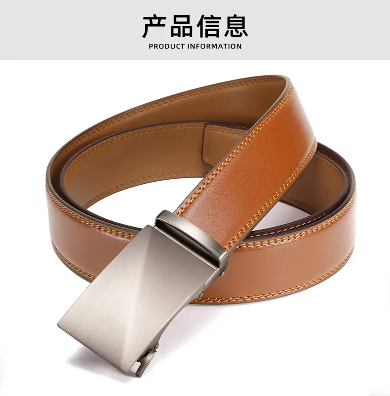 Men's Genuine Leather Belt Automatic Buckle Cross-Border Business — feature 3