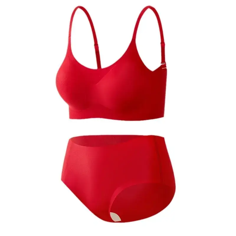 Red Fixed Cup Seamless Underwear for Women - Image 6
