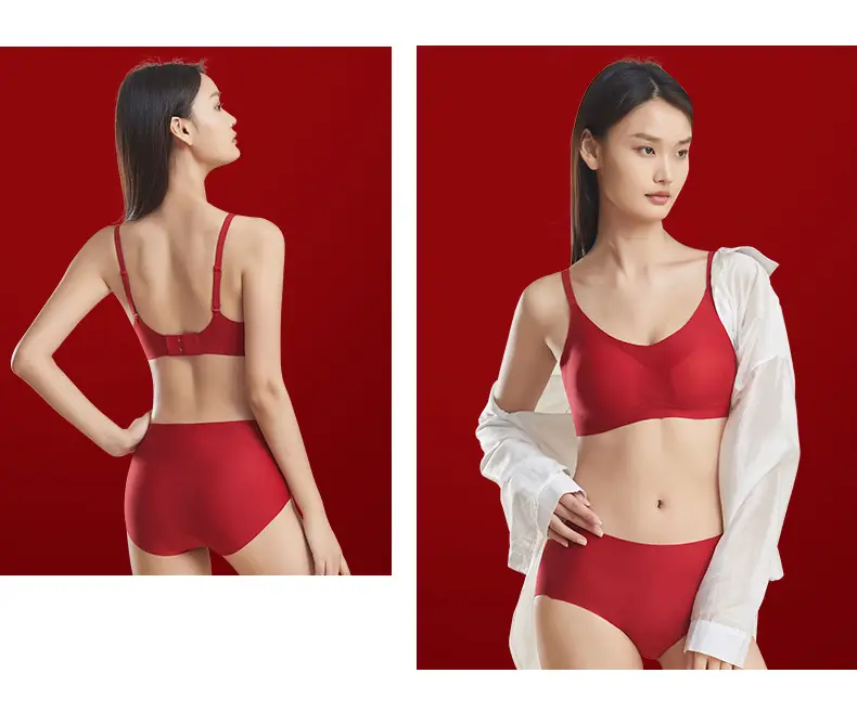 Red Fixed Cup Seamless Underwear for Women — feature 23