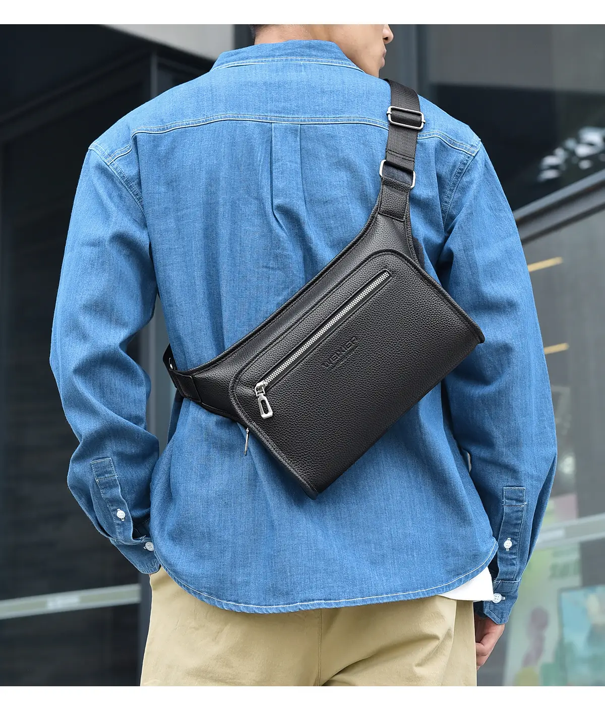 Brown Leather Crossbody Bag for Men Business Casual Large Capacity — feature 15