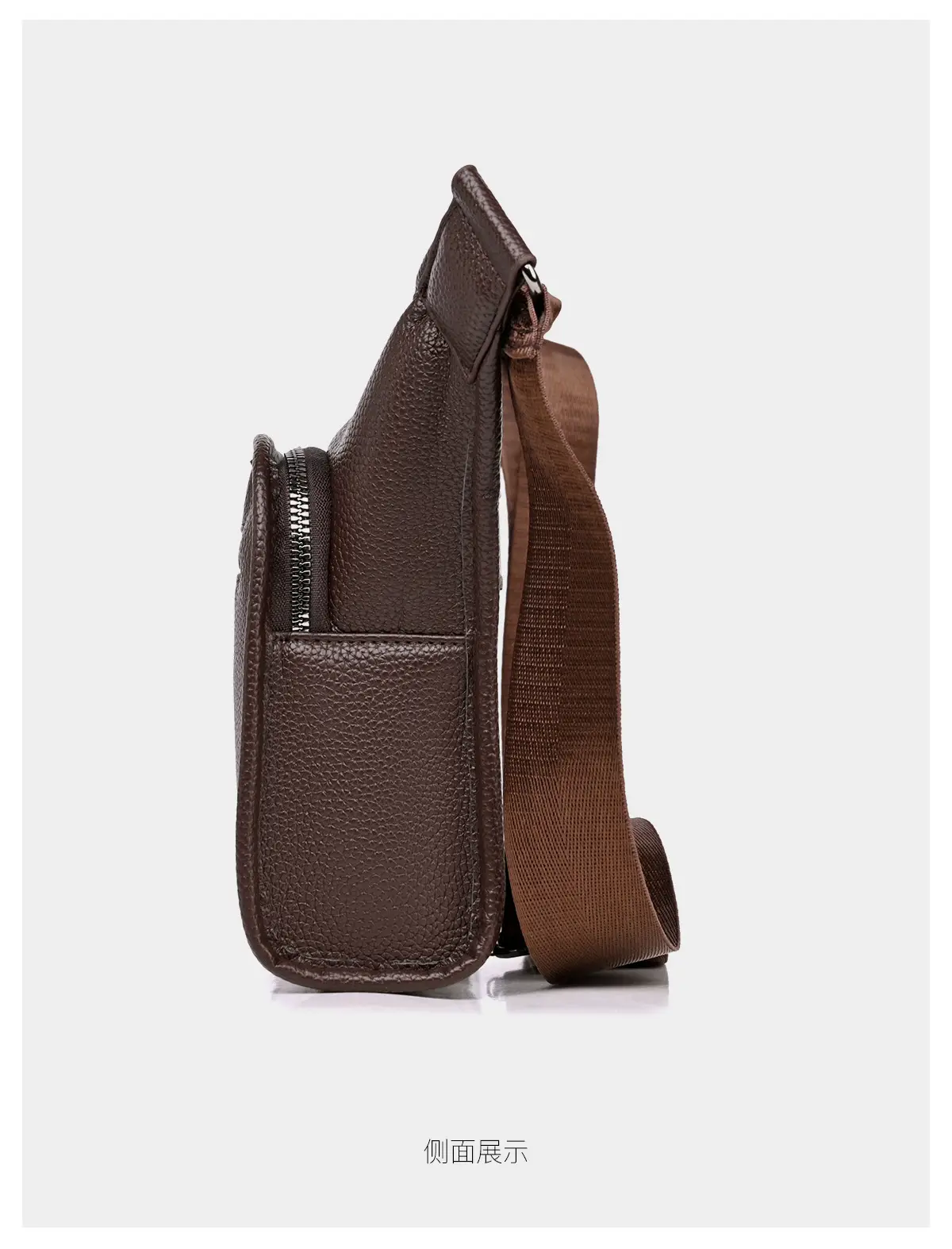 Brown Leather Crossbody Bag for Men Business Casual Large Capacity — feature 21
