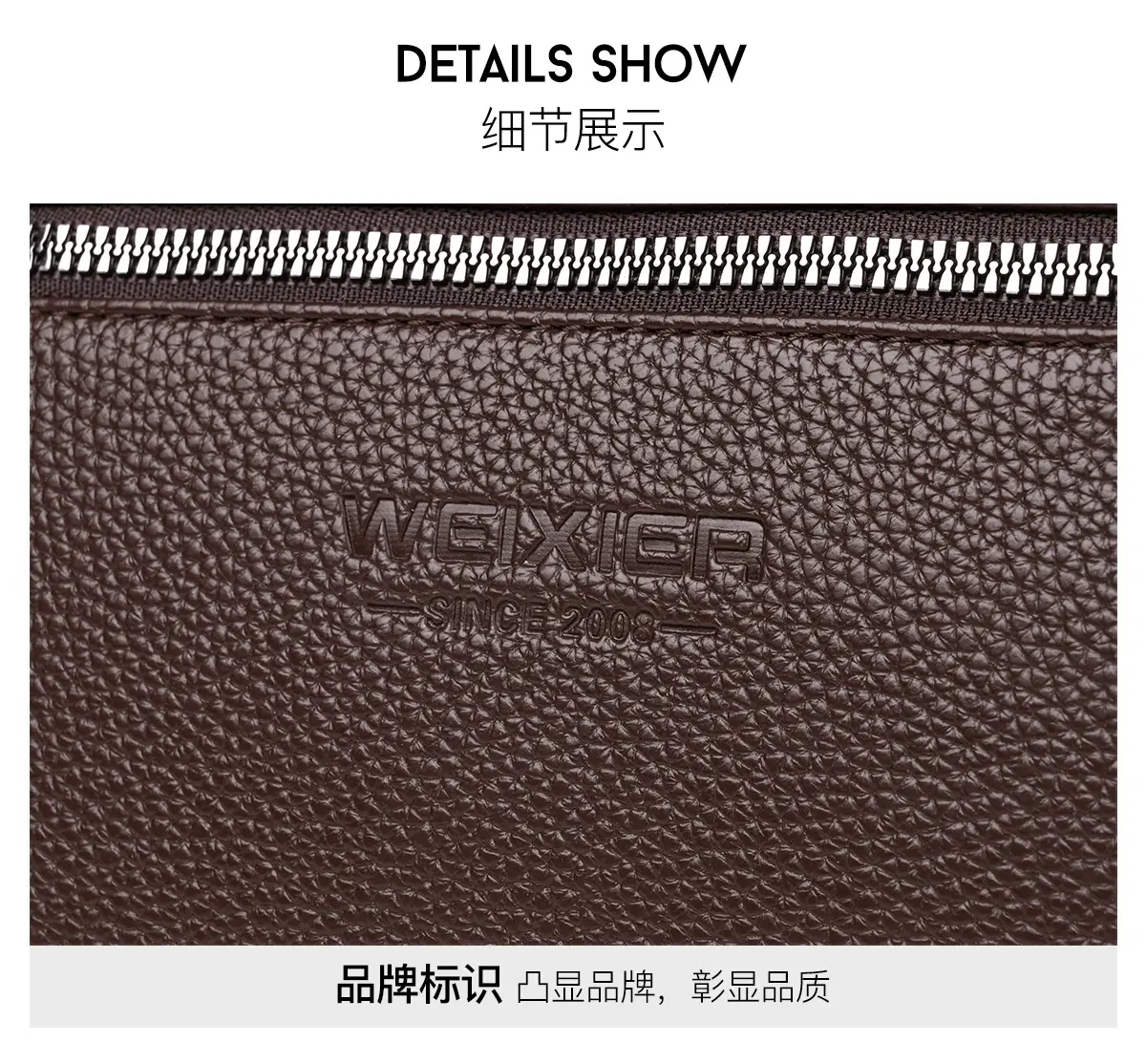 Brown Leather Crossbody Bag for Men Business Casual Large Capacity — feature 24