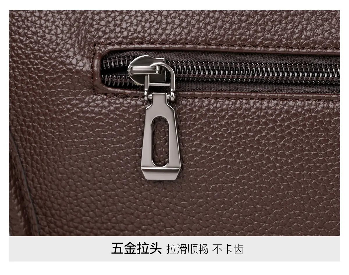 Brown Leather Crossbody Bag for Men Business Casual Large Capacity — feature 25