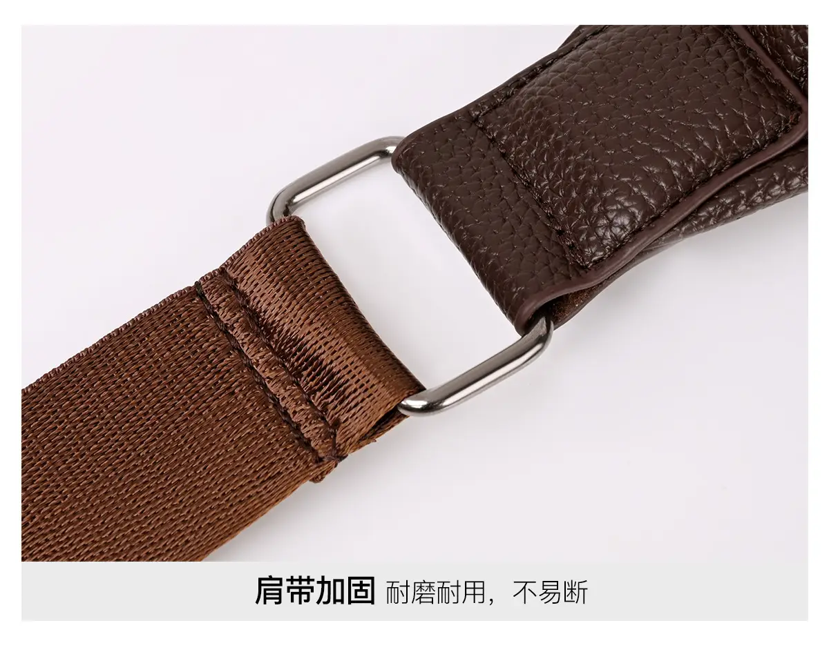 Brown Leather Crossbody Bag for Men Business Casual Large Capacity — feature 26