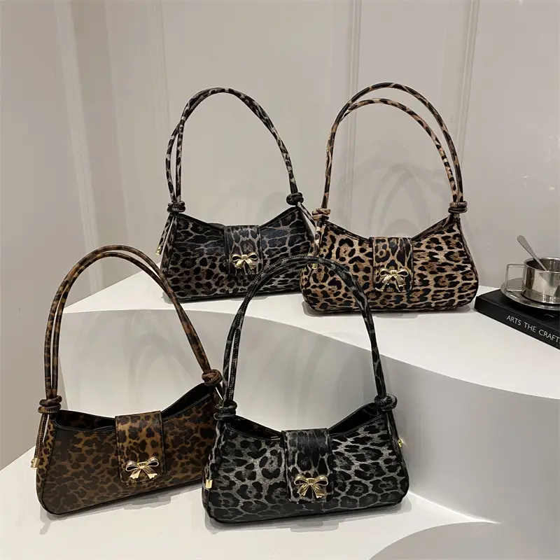Leopard Print Bow Shoulder Bag for Women - Image 8
