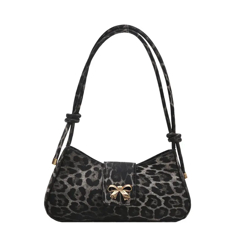 Leopard Print Bow Shoulder Bag for Women - Image 9