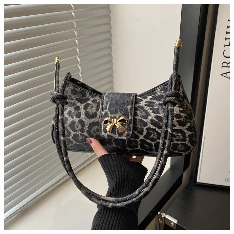 Leopard Print Bow Shoulder Bag for Women — feature 12