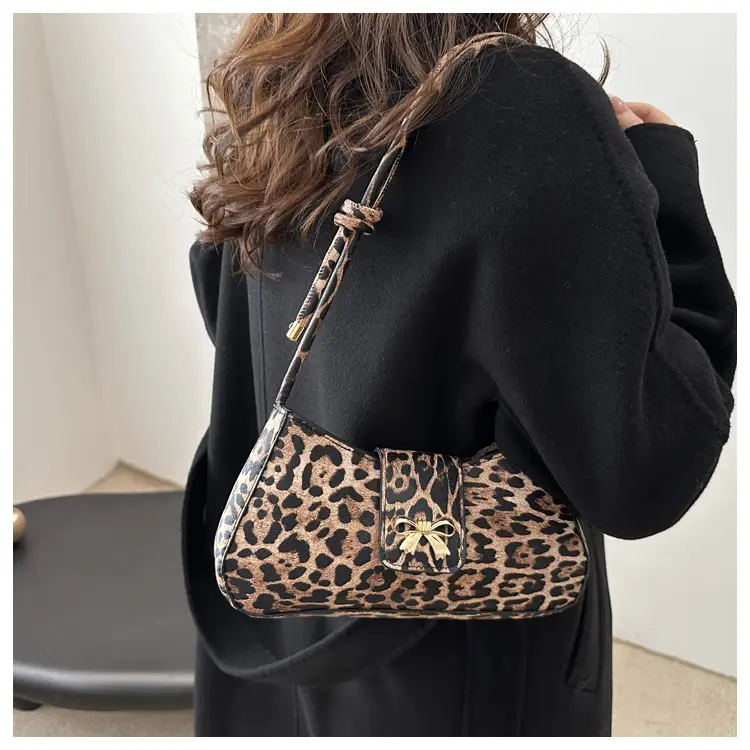 Leopard Print Bow Shoulder Bag for Women — feature 16