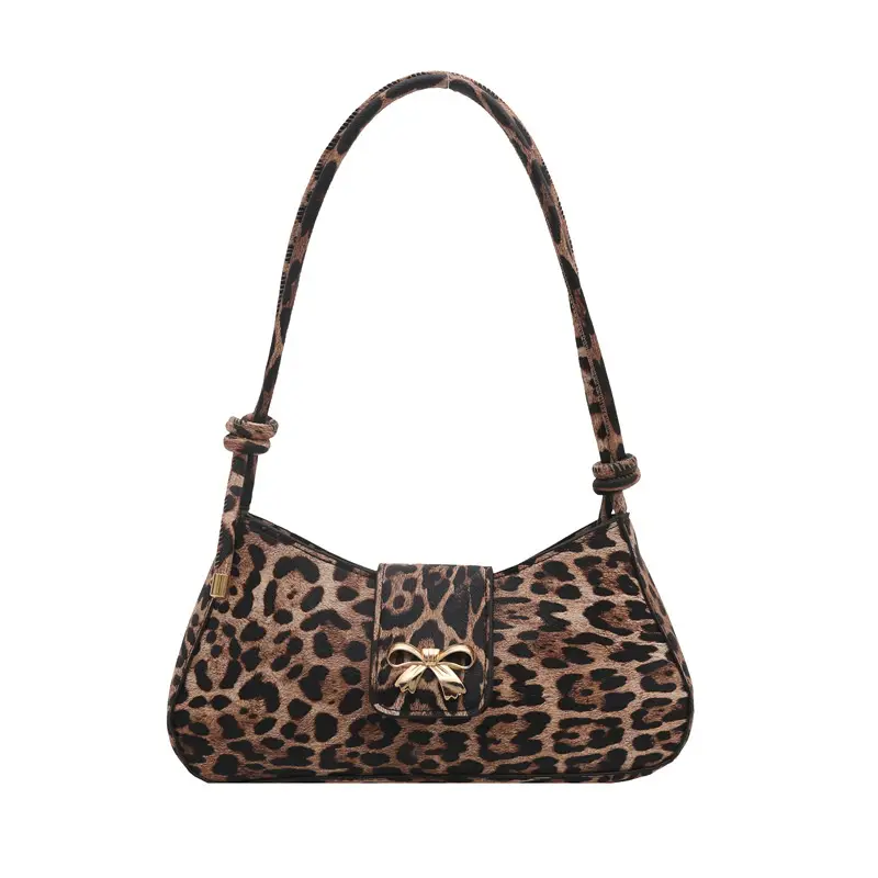 Leopard Print Bow Shoulder Bag for Women - Image 2