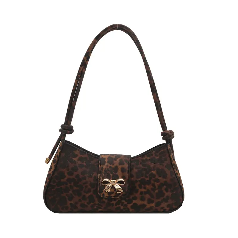 Leopard Print Bow Shoulder Bag for Women - Image 4