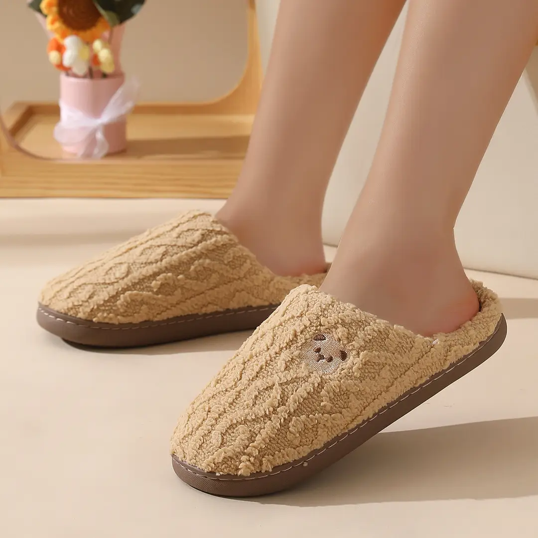 Cotton Slippers Women's Autumn and Winter New Style Bear Indoor Home Non-slip Household Couple Men's Winter Warm Cotton Slippers