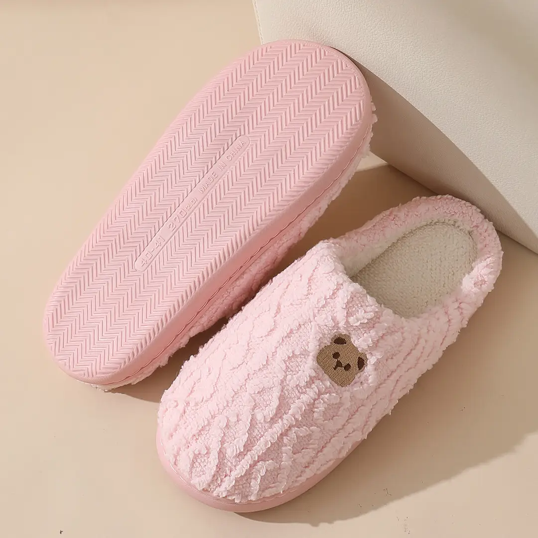 Cotton Slippers Women's Autumn and Winter New Style Bear Indoor Home Non-slip Household Couple Men's Winter Warm Cotton Slippers