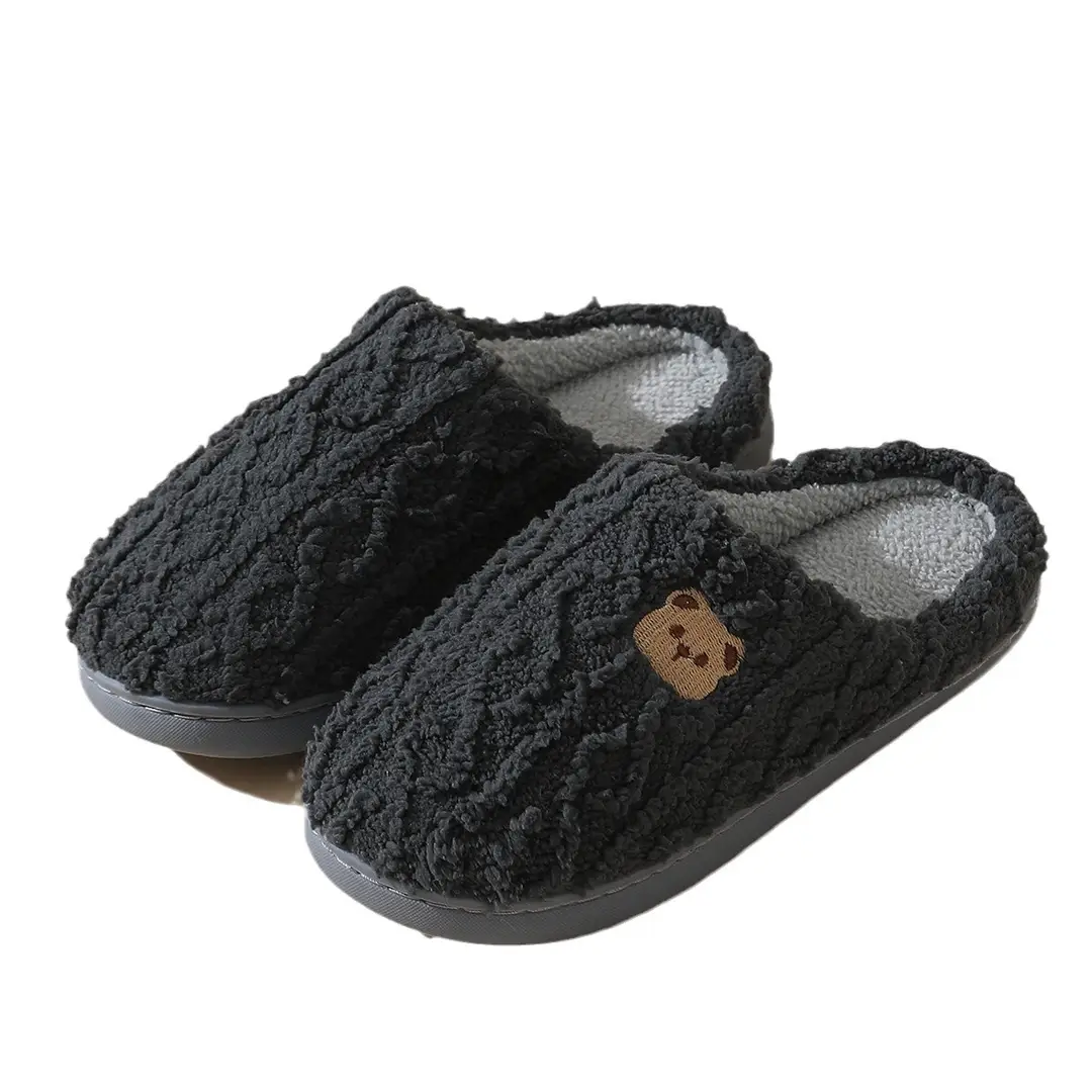 Cotton Slippers Women's Autumn and Winter New Style Bear Indoor Home Non-slip Household Couple Men's Winter Warm Cotton Slippers