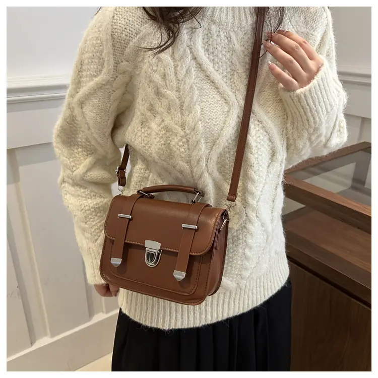 Korean Style Brown Square Shoulder Bag for Women — feature 13
