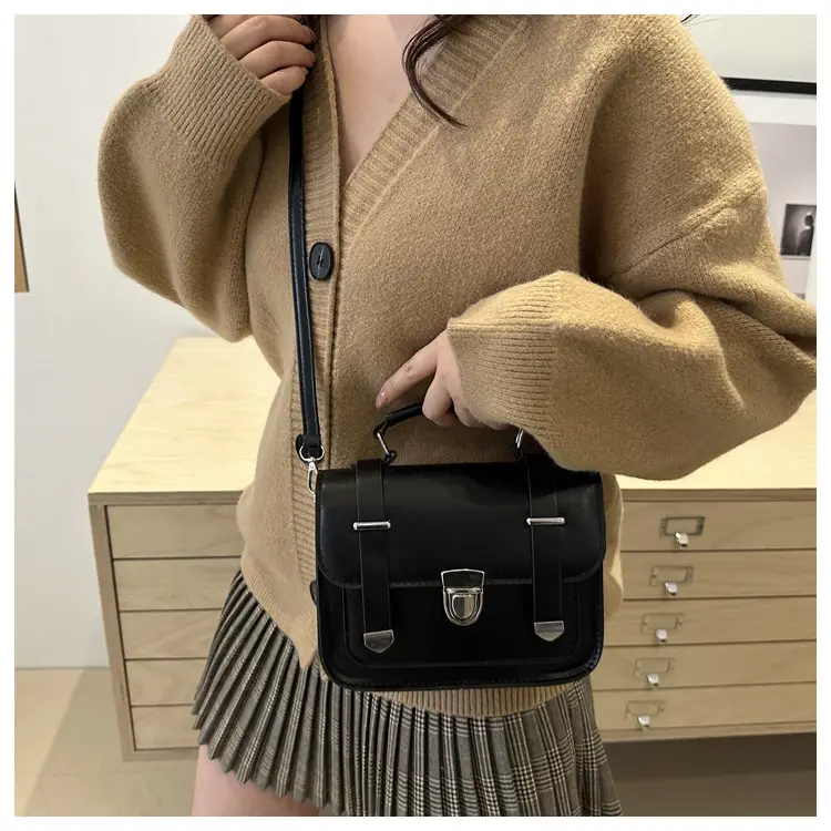 Korean Style Brown Square Shoulder Bag for Women — feature 15