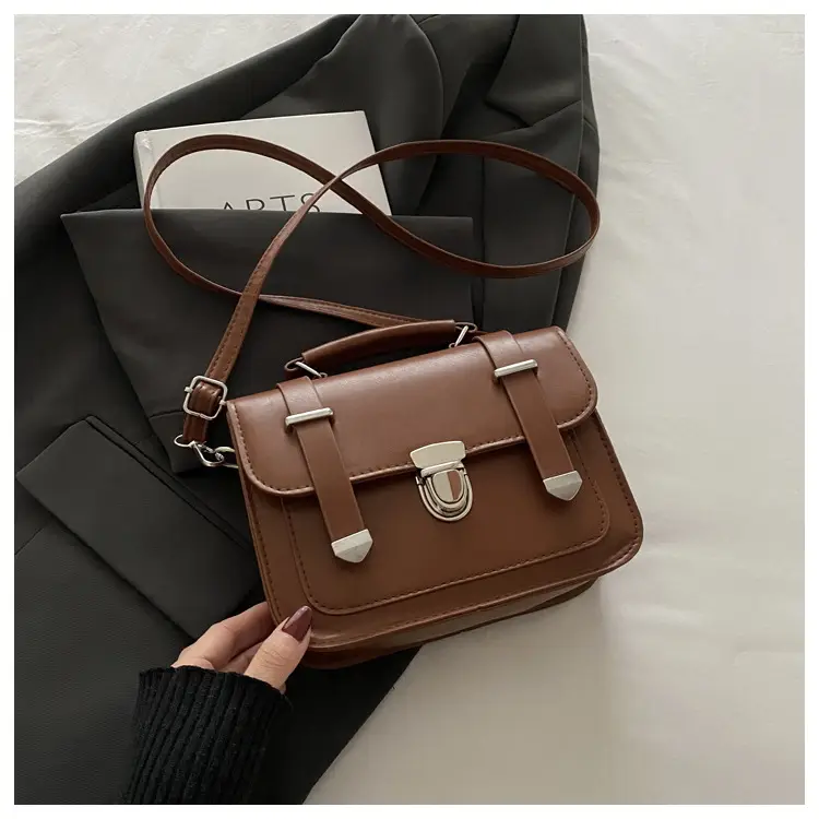 Korean Style Brown Square Shoulder Bag for Women — feature 19