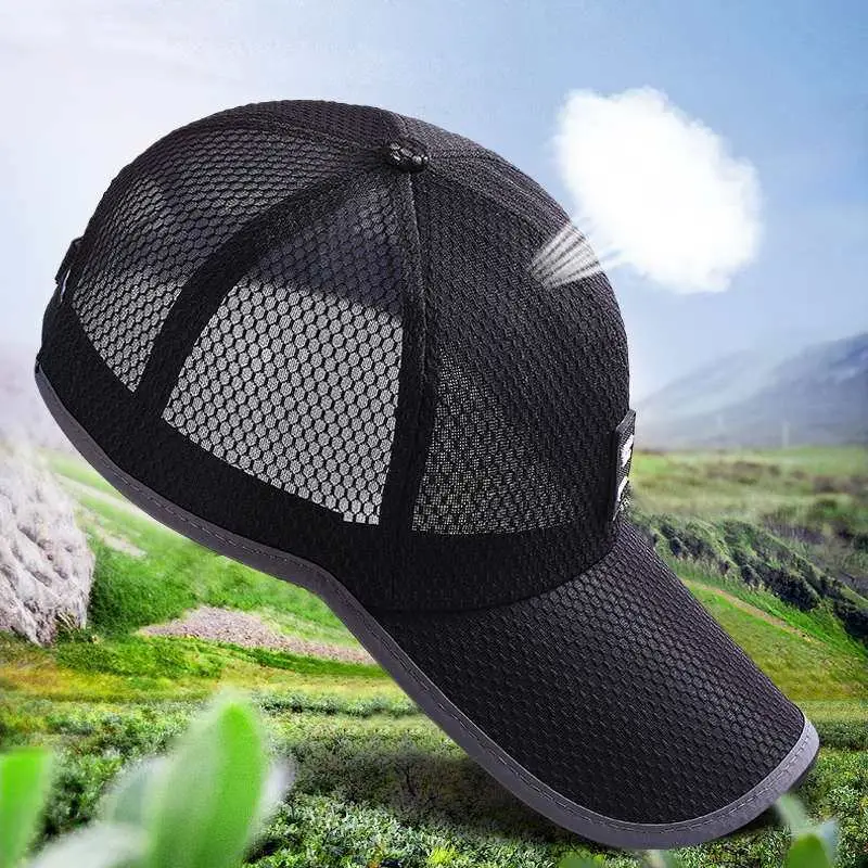 Men's Grey Waffle Cap with Net Back - Image 5