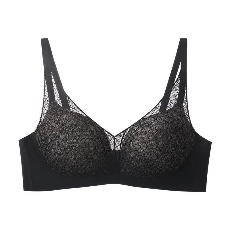 Lace Hollow Push Up Bra Deep V Mulberry Silk - Image 3