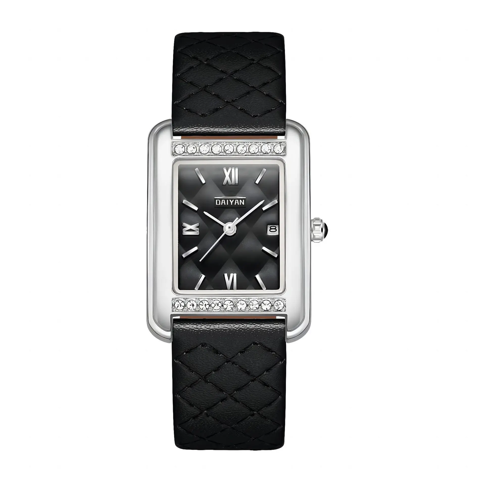 Women's Diamond Pattern Steel Band Watch with Calendar - Image 2