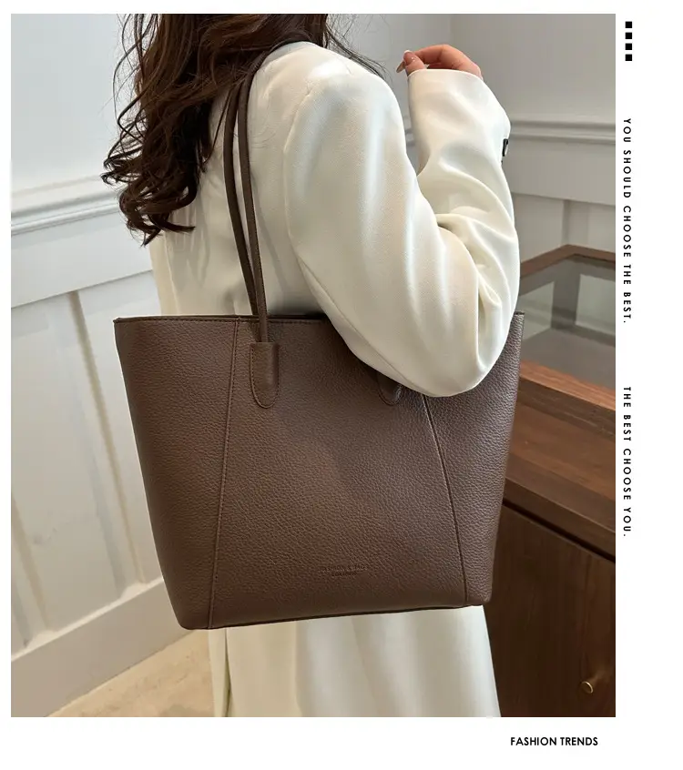 Large Capacity Soft Leather Tote Bag Beige 2024 — feature 1