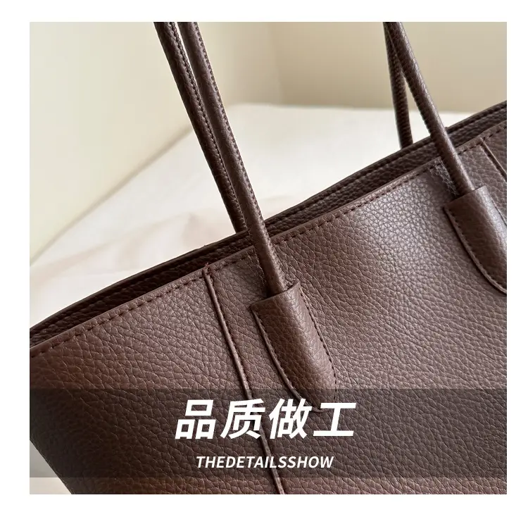 Large Capacity Soft Leather Tote Bag Beige 2024 — feature 6
