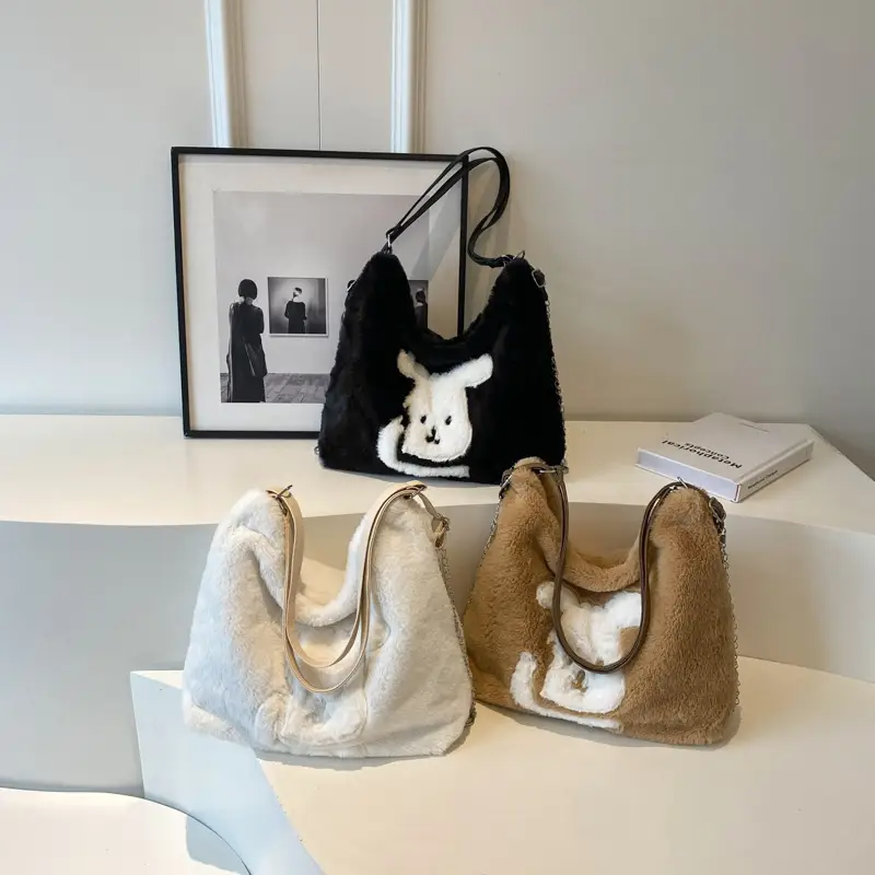 Cute Cartoon Fur Rabbit Shoulder Bag for Women - Image 4