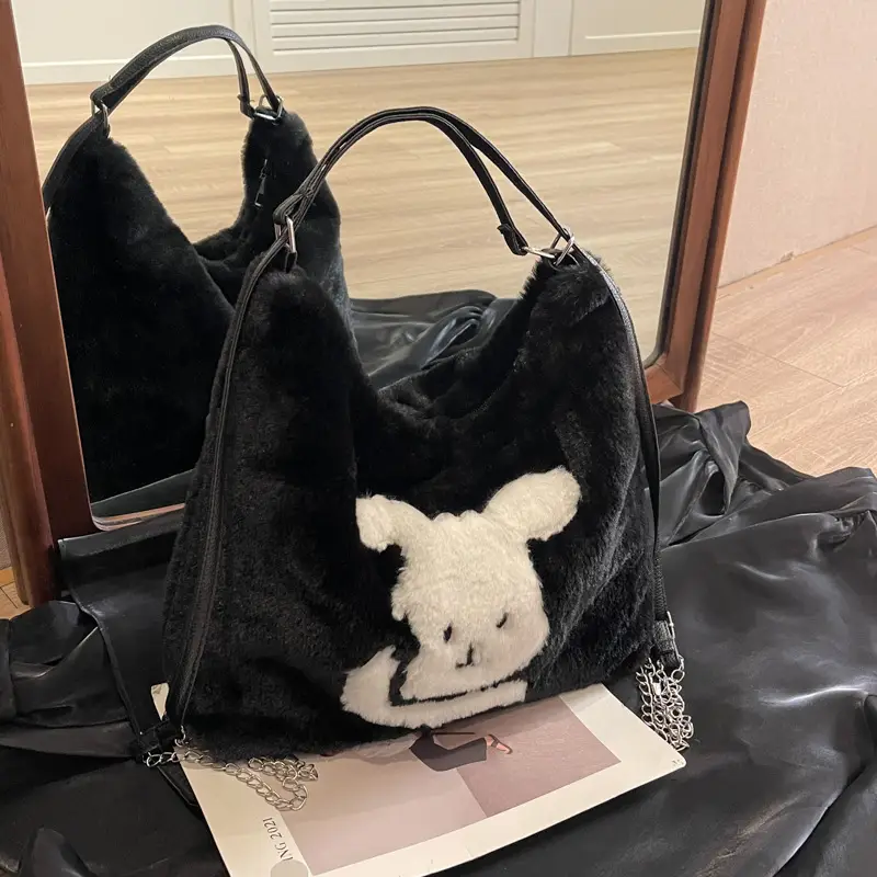 Cute Cartoon Fur Rabbit Shoulder Bag for Women - Image 5